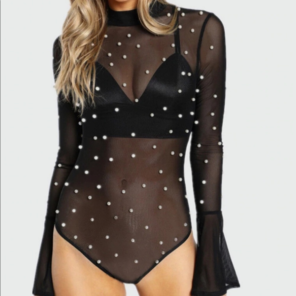 Mesh Pearled Bodysuit available in size M and L